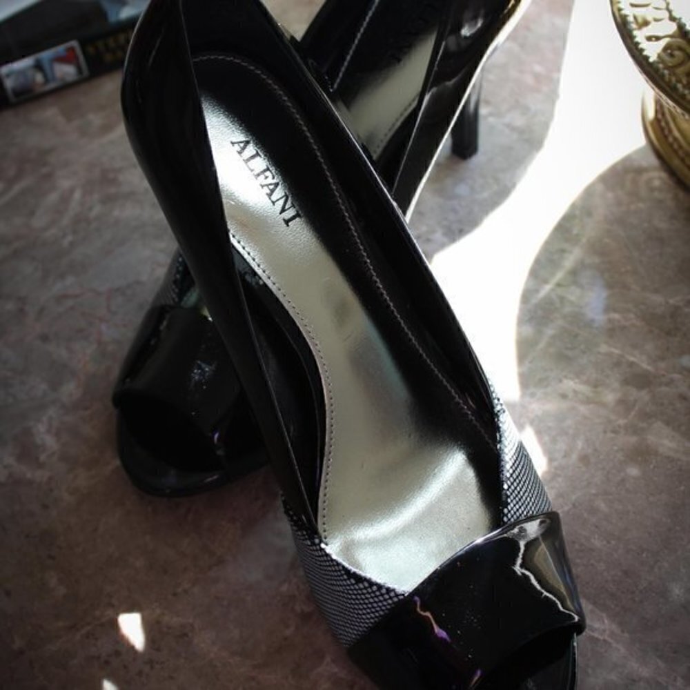 Alfani shoes Heels size 7 herringbone Open toe - Picture 3 of 12